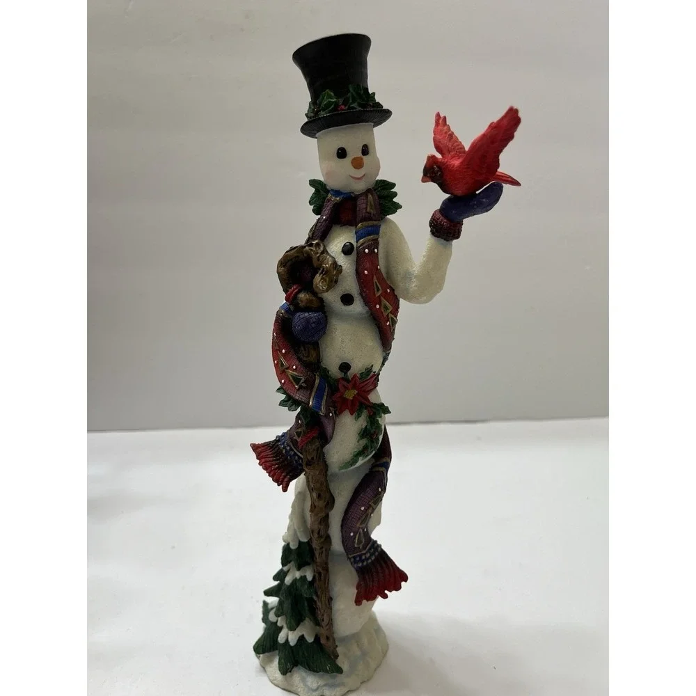 Vtg Christmas Lenox Winter Friend Pencil Snowman Figure W/ Cardinal 11.5